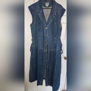 Sleeveless Denim Midi Dress - Blue